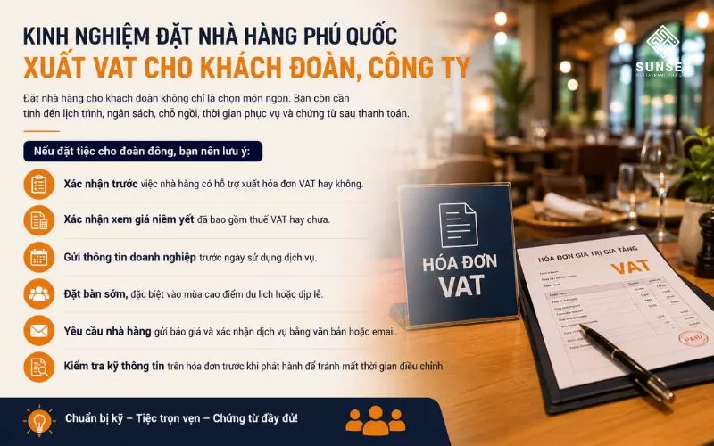 Kinh nghiệm đặt nhà hàng Phú Quốc xuất VAT cho khách đoàn và công ty